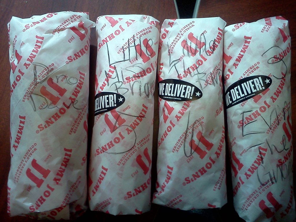 Sandwiches with our funny nicknames on them.